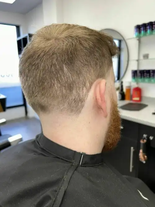Close-up of the best premium skin fade in the LU7 area, showing seamless gradient blend